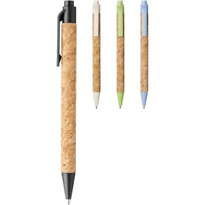 Midar cork and wheat straw ballpoint pen, Green (Wooden, bamboo, carton pen)