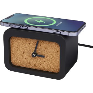 Momento wireless limestone charging desk clock, Solid black (Powerbanks)