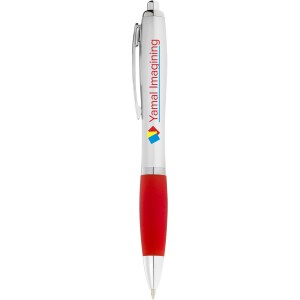 Nash ballpoint pen with coloured grip, Silver,Red (Plastic pen)