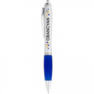 Nash ballpoint pen with coloured grip, Silver,Royal blue (Plastic pen)