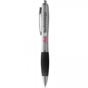 Nash ballpoint pen with coloured grip, Silver, solid black (Plastic pen)