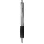 Nash ballpoint pen with coloured grip, Silver, solid black (10707709)