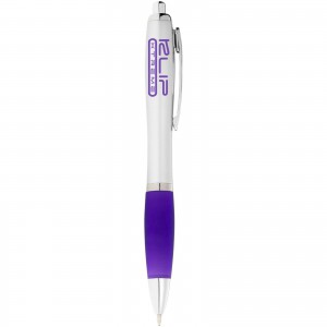 Nash ballpoint pen with silver barrel with coloured grip, Purple,Silver (Plastic pen)