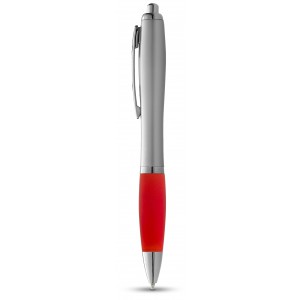 Nash ballpoint pen with silver barrel with coloured grip, Silver,Red (Plastic pen)