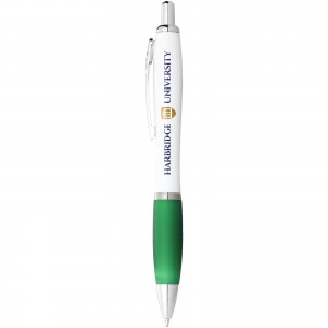 Nash ballpoint pen with white barrel and coloured grip, White,Green (Plastic pen)