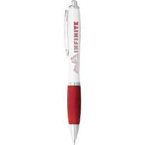 Nash ballpoint pen with white barrel and coloured grip, White,Red (Plastic pen)