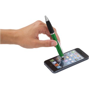 Nash coloured stylus ballpoint pen with black grip, Green, solid black (Plastic pen)