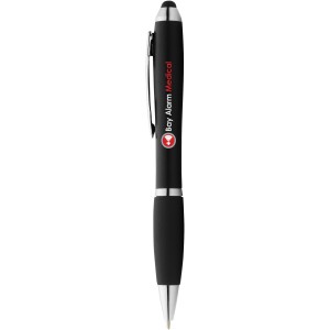 Nash coloured stylus ballpoint pen with black grip, solid black (Plastic pen)