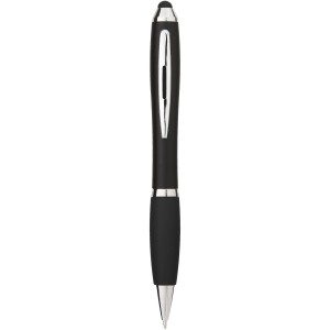 Nash coloured stylus ballpoint pen with black grip, solid black (Plastic pen)