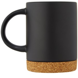 Neiva 425 ml ceramic mug with cork base, Solid black (Mugs)