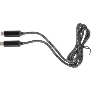 Nylon fabric charging cable 65W Claudia, black (Eletronics cables, adapters)