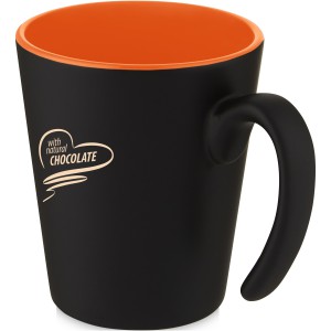 Oli 360 ml ceramic mug with handle, Orange, Solid black (Mugs)