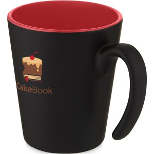 Oli 360 ml ceramic mug with handle, Red, Solid black (Mugs)