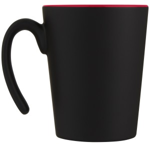 Oli 360 ml ceramic mug with handle, Red, Solid black (Mugs)