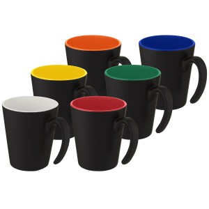 Oli 360 ml ceramic mug with handle, White, Solid black (Mugs)