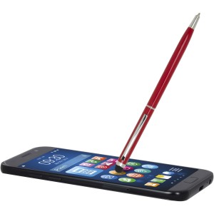 Ore aluminium ballpoint pen with stylus (blue ink), Red (Metallic pen)