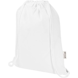 Oregon Blend 140 g/m2 GRS recycled drawstring bag 5L, White