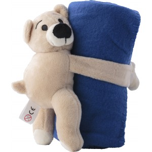 Plush toy bear with fleece blanket Owen, cobalt blue (Blanket)