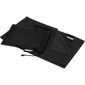 Raquel cooling towel made from recycled PET, Solid black (Towels)