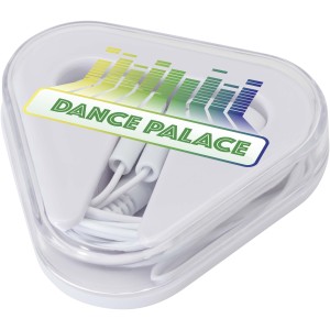 Rebel earbuds with recycled plastic storage box, White (Earphones, headphones)