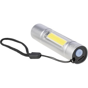 Recycled aluminium COB flashlight Sami, silver