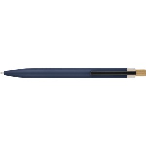 Recycled aluminium lacquered push ballpen Maren, blue