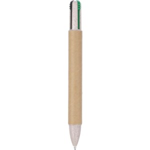 Recycled carton four-color ballpen Deborah, brown (Multi-colored, multi-functional pen)