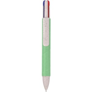 Recycled carton four-color ballpen Deborah, green (Multi-colored, multi-functional pen)