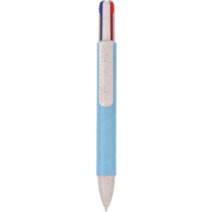 Recycled carton four-color ballpen Deborah, light blue (Multi-colored, multi-functional pen)