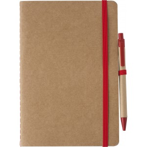 Recycled carton notebook (A5) Theodore, red (Notebooks)