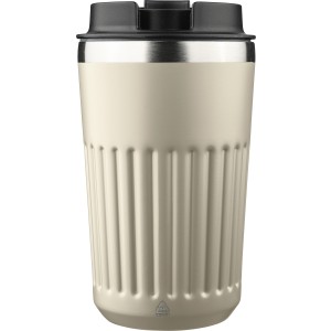 Recycled stainless steel travel mug (400 ml) Chiara, beige