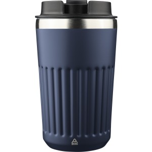 Recycled stainless steel travel mug (400 ml) Chiara, blue