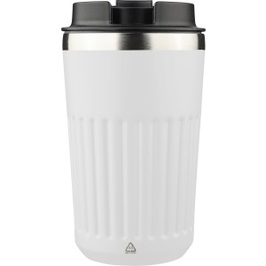 Recycled stainless steel travel mug (400 ml) Chiara, white