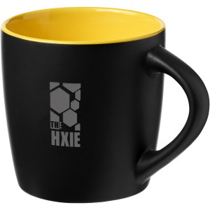 Riviera 340 ml ceramic mug, solid black,Yellow (Mugs)