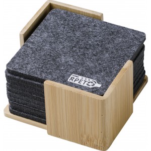 RPET felt coaster set Lawrence, grey (Wood kitchen equipments)