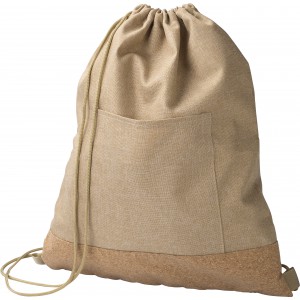 RPET polyester (600D) drawstring bag Ansel, khaki (Backpacks)