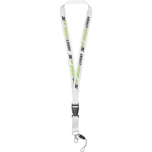 Sagan phone holder lanyard with detachable buckle, White (Lanyard, armband, badge holder)