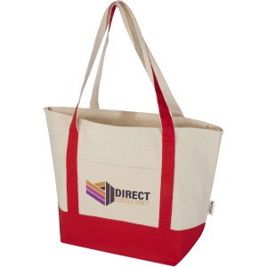 Sam 320 g/m2 GRS recycled cotton tote bag, Red, Natural (Shopping bags)