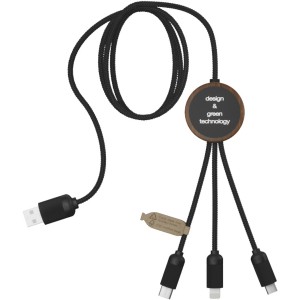 SCX.design C36 3-in-1 rPET light-up logo charging cable, Wood (Eletronics cables, adapters)