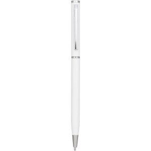 Slim aluminium ballpoint pen, White (Metallic pen)