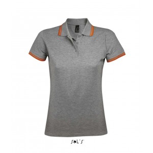SOL'S PASADENA WOMEN - POLO SHIRT, Grey Melange/Orange