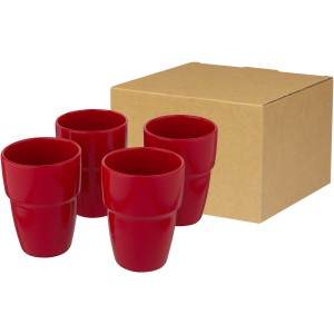 Staki 4-piece 280 ml stackable mug gift set, Red (Glasses)