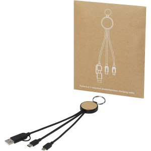 Tecta 6-in-1 recycled plastic/bamboo charging cable with key (Eletronics cables, adapters)