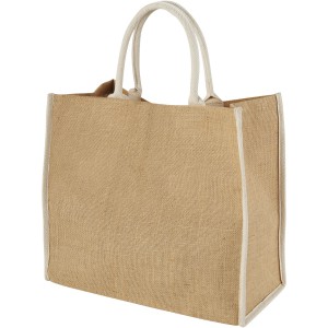 Harry large tote bag made from jute, Natural,White