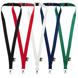 Tom recycled PET lanyard with breakaway closure, Navy (Lanyard, armband, badge holder)