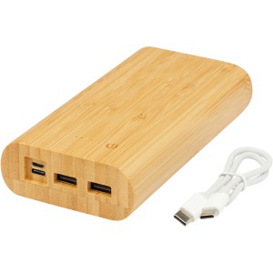 Tulda 20.000 mAh bamboo power bank, Natural (Powerbanks)