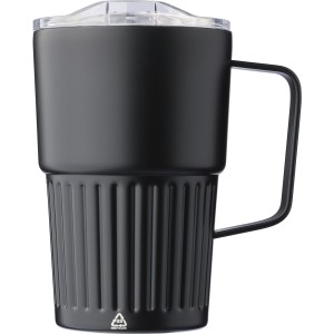 Recycled stainless steel travel mug (450 ml) Calo, black