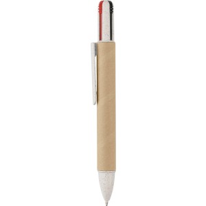 Recycled carton four-color ballpen Deborah, brown