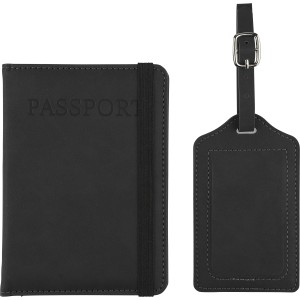 Recycled PU passport holder and luggage label Zani, black