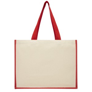 Varai 320 g/m2 canvas and jute shopping tote bag, Red (Shopping bags)